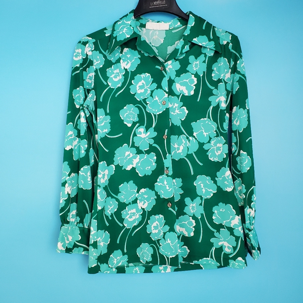 White Stag Green Floral Button-Down Shirt